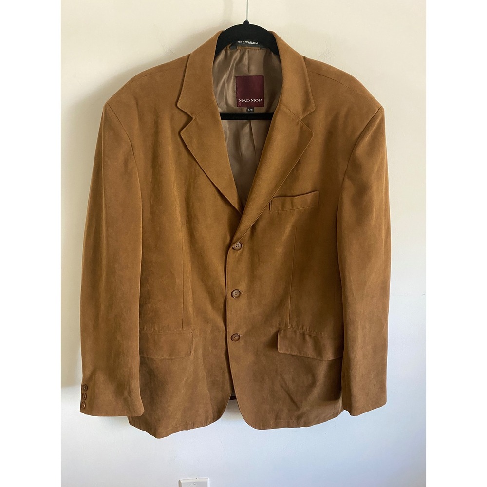 Mac Mor Mens Faux Suede Blazer‎ Sport Coat Brown Large Made in Canada 1507
